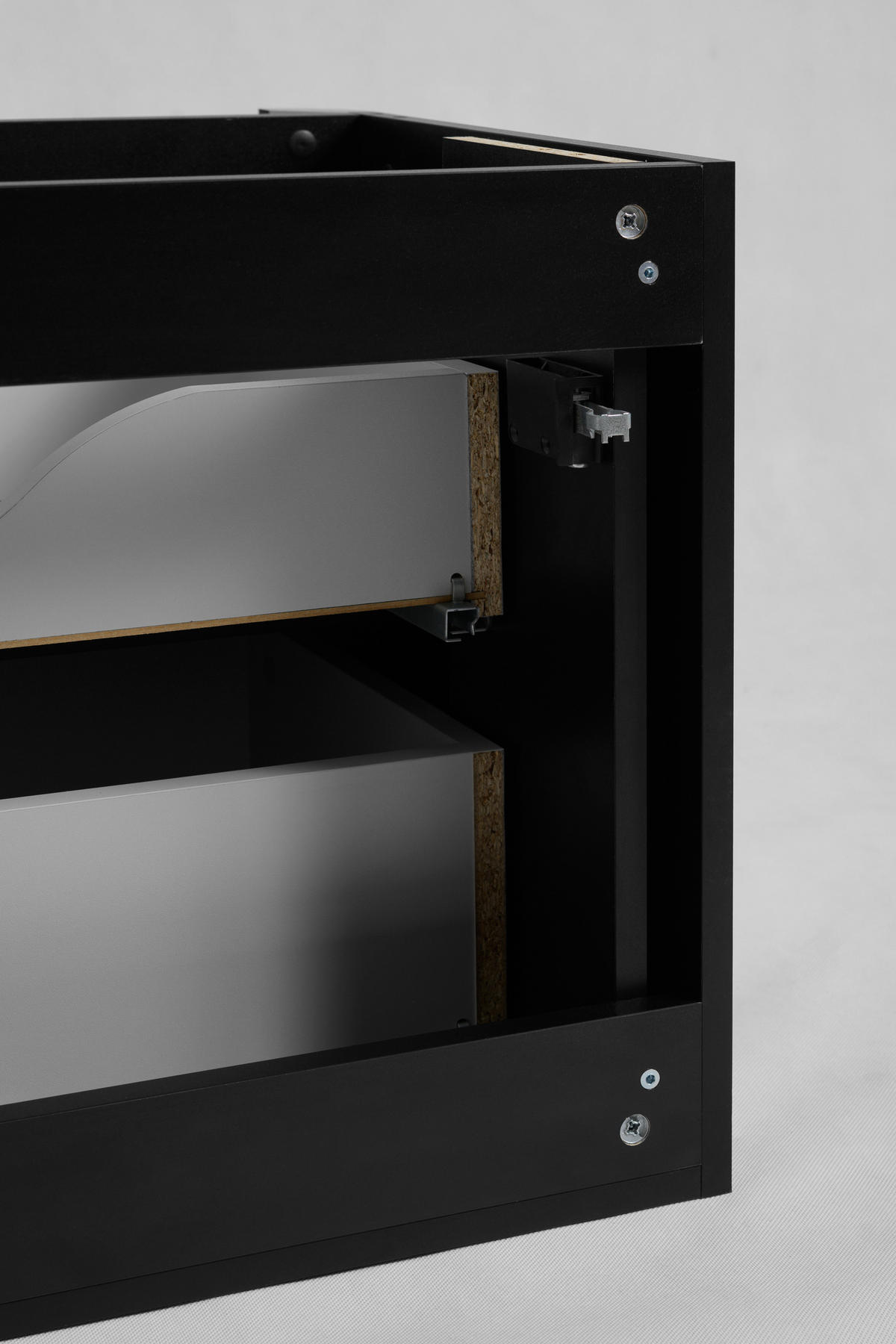 BADEZIMMERSCHRANK: Schwarz, Platte Craft-Eiche, 60,8 x 44,2 x 50 cm - Eichefarben/Schwarz, Holzwerkstoff (60.8/48.4/44.2cm) - 3XE LIVING