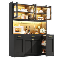 HIGHBOARD Schwarz 120×40×187 cm mit RGB-LED und Glasvitrinen aus Holzwerkstoff - Schwarz, Holzwerkstoff (120/187/40cm) - Luhomfu
