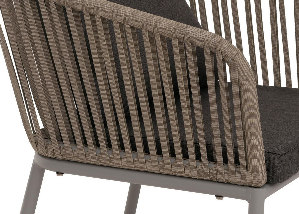 GARTENGARNITUR grau, dunkelgrau 7-teilig-Set - Dunkelgrau/Grau, Metall - MCW