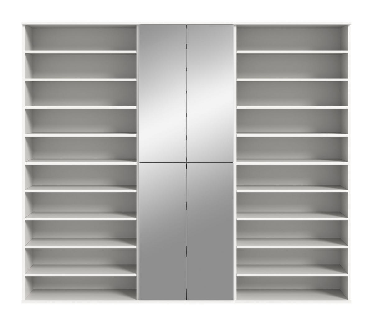 GARDEROBENKOMBINATION 3tlg. Projekt X Garderobe in weiß Nb. und weiß hochglanz B/H/T: 222x193x34 cm - Weiß, Holzwerkstoff (222/191/37cm)