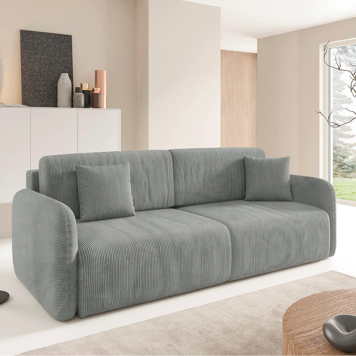 SOFA Dora 3 Sitzplätze Hellgrau - Grau, Holz (233/92/110cm) - Petits-meubles