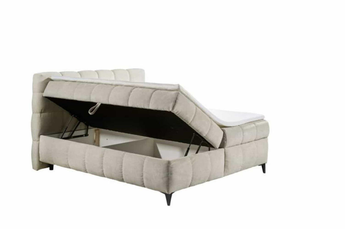 BOXSPRINGBETT 180x200 inkl. Topper, Matratze unde Bettkasten - Beige/Schwarz, Holz/Kunststoff (180/200cm) - ed exciting design