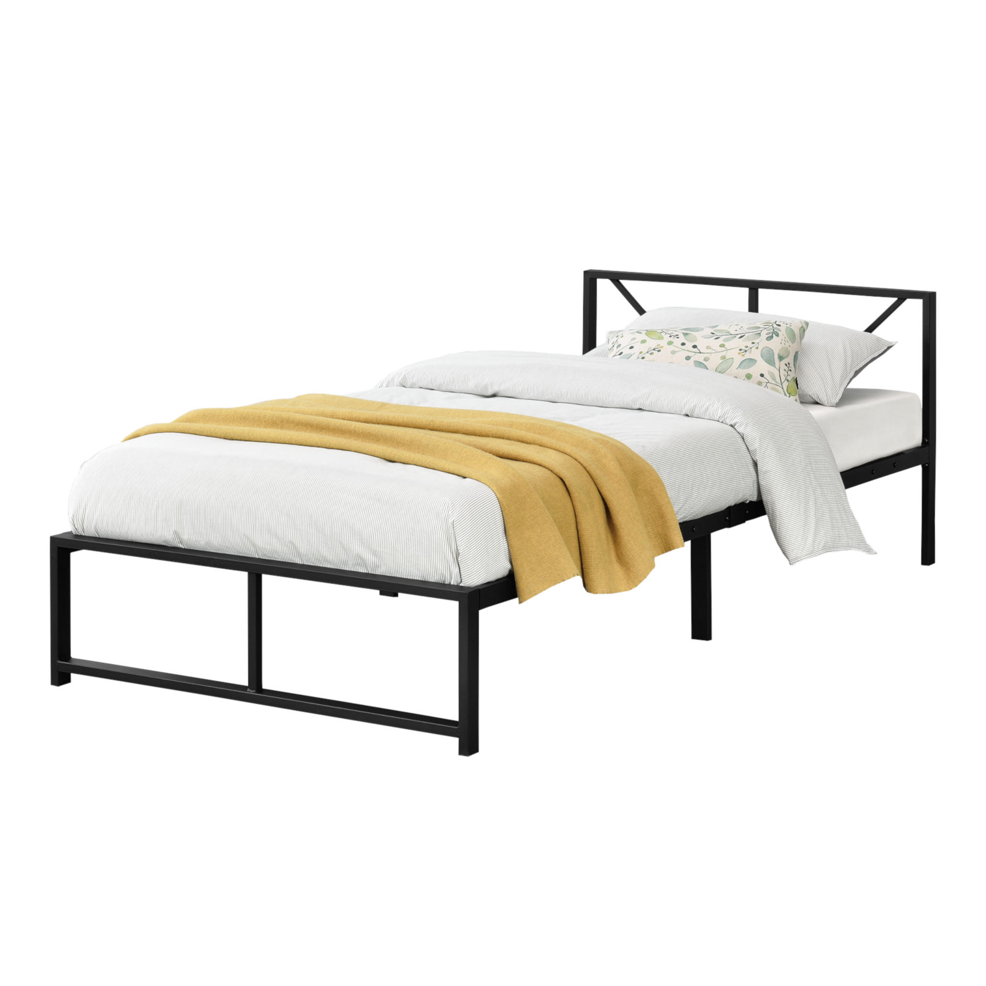METALLBETT Meran - Schwarz, Metall (90/200cm) - [en.casa]