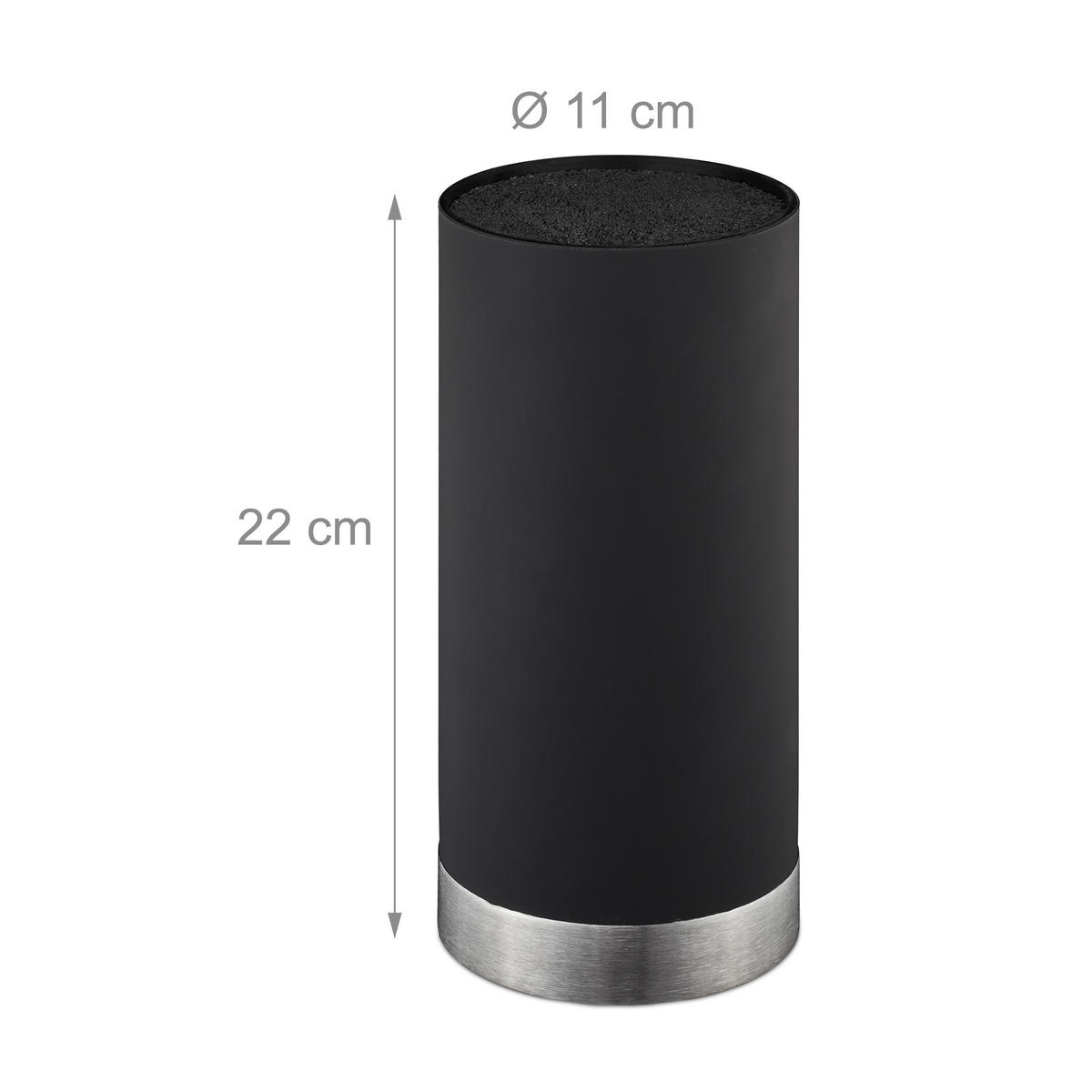 MESSERBLOCK rund - Schwarz, Kunststoff/Metall (11/22/11cm) - Relaxdays