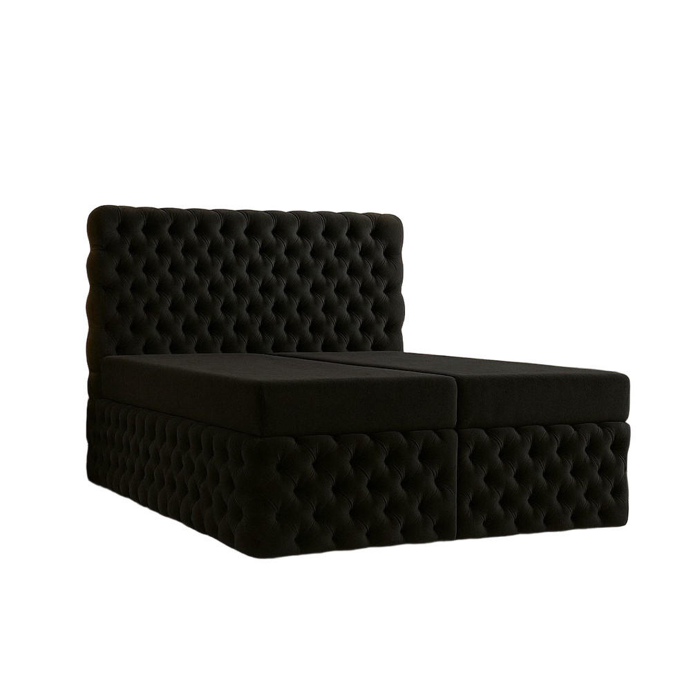 BOXBETT Chesterfield Schwarz 200x200 cm - Schwarz, Textil (200/200cm) - B&B Home
