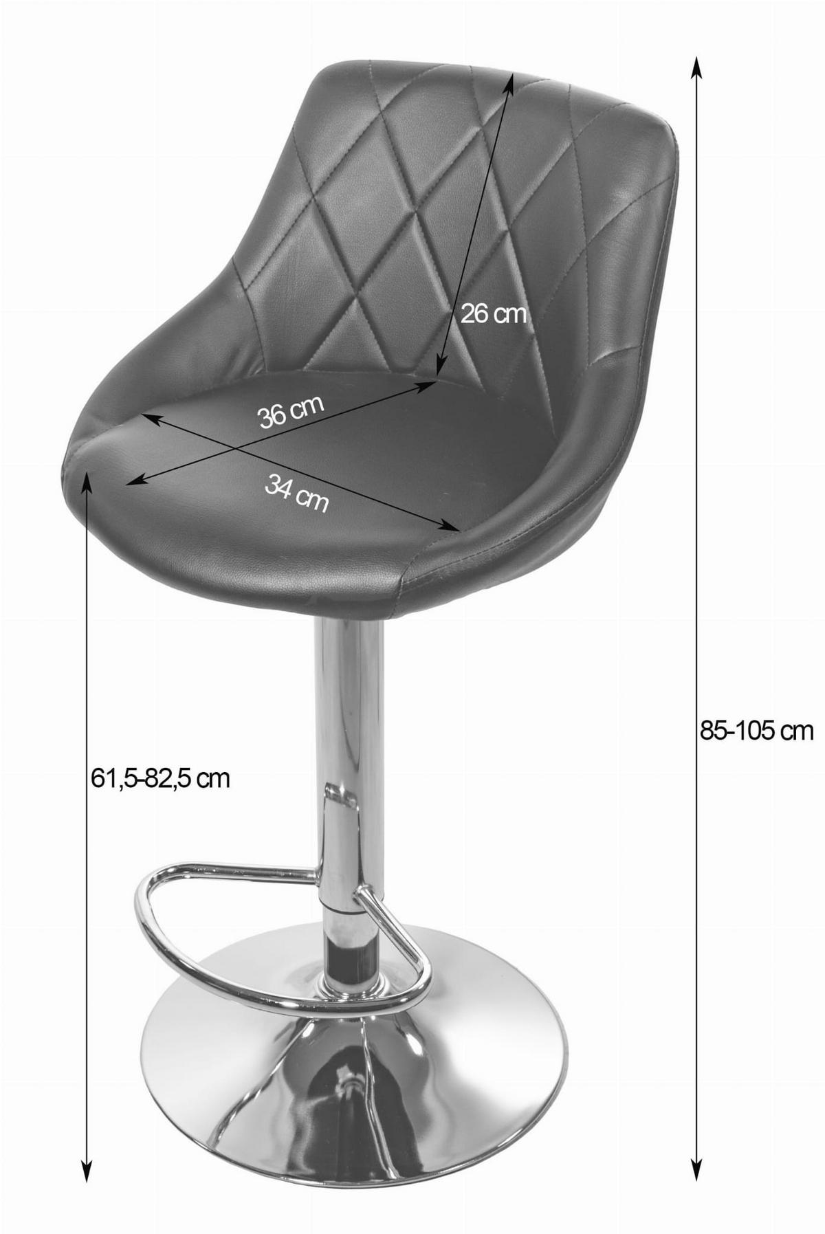 BARHOCKER DAKA ECO schwarzer Sitz, Chrombasis - Schwarz, Leder (45.5/105/48.5cm) - Valora