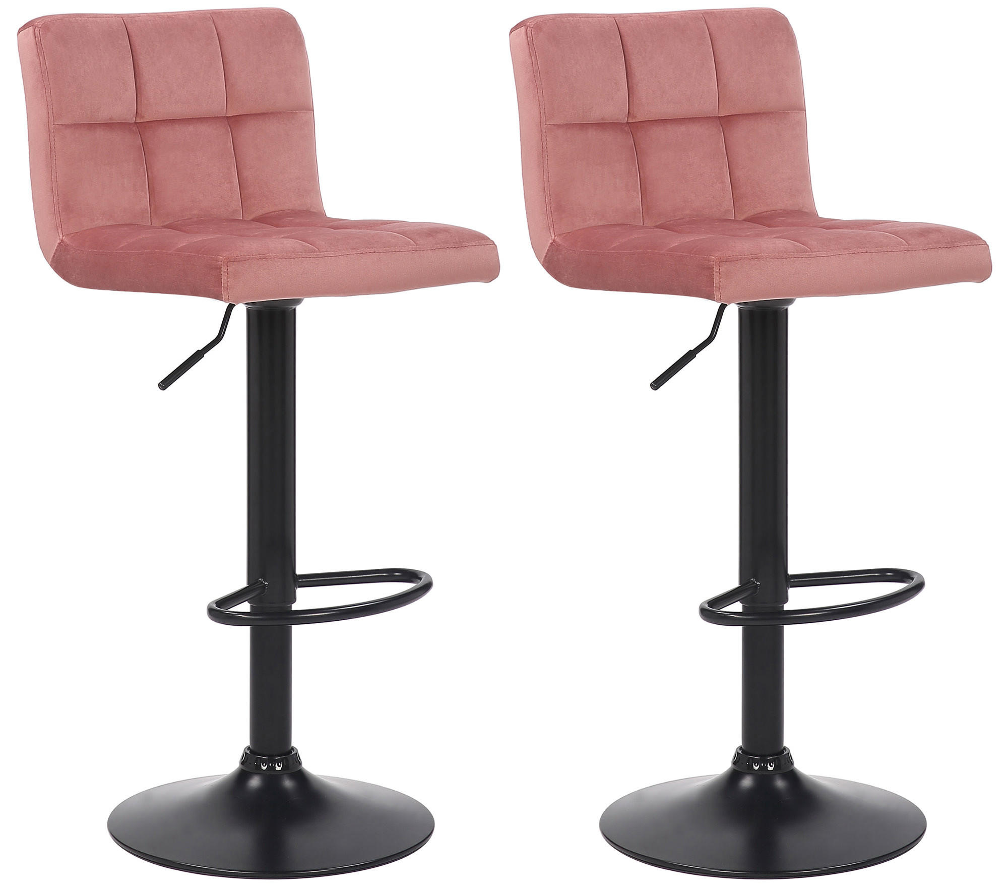 BARHOCKER 2er Set Samt Pink - Pink/Schwarz, Textil/Metall (40/85/40cm) - CLP