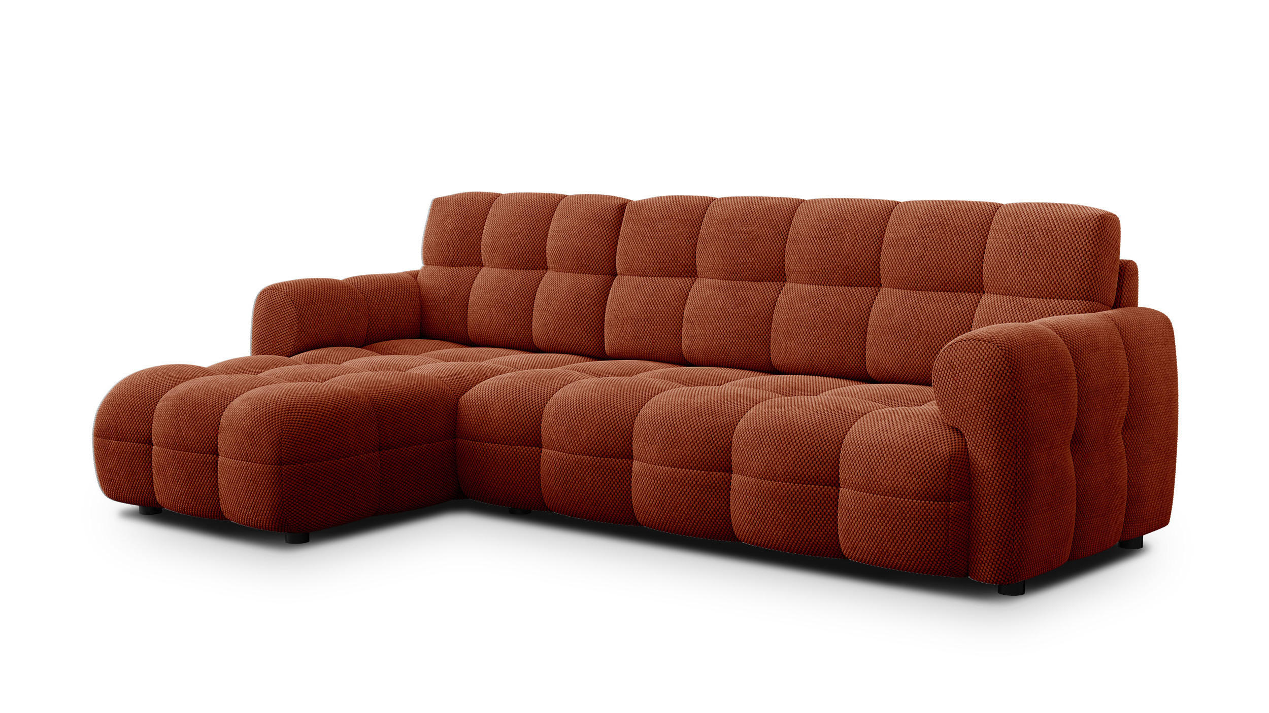 ECKSOFA MELLOW 4-Sitzer, dunkelorange - Dunkelorange/Schwarz, Holz/Textil (262/156cm) - Courtois Laville