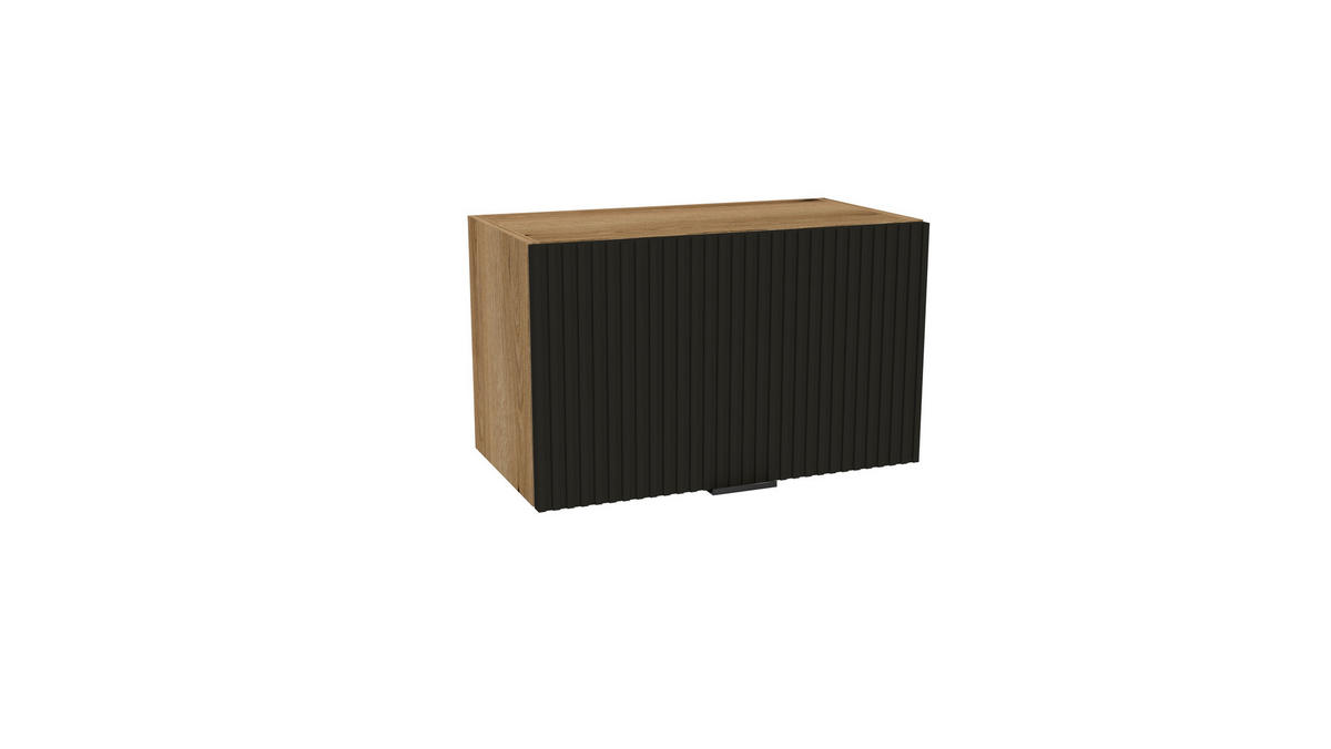 KÜCHENZEILE 200 cm mit Arbeitsplatte - SIMPLY Z8 - in Schwarz Matt / Rille / Eiche - Eichefarben/Schwarz, Holz/Holzwerkstoff (200/212/53cm)