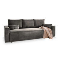 BETTSOFA ALATRI Grau Velours-Stoff mit Schlaffunktion - Grau, Textil (230/85/87cm) - MASSENO