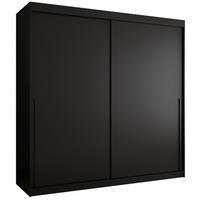 SCHIEBETÜRENSCHRANK 200 cm Breite, schwarz, mit schwarzem Griff - Schwarz, Holzwerkstoff (200/200/62cm) - Home Collective