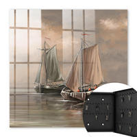 SCHLÜSSELBOX Schwarz 30x30 cm- Türöffnung nach rechts - Seesegelschiffe - Beige, Metall (30/30/5cm) - TULUP