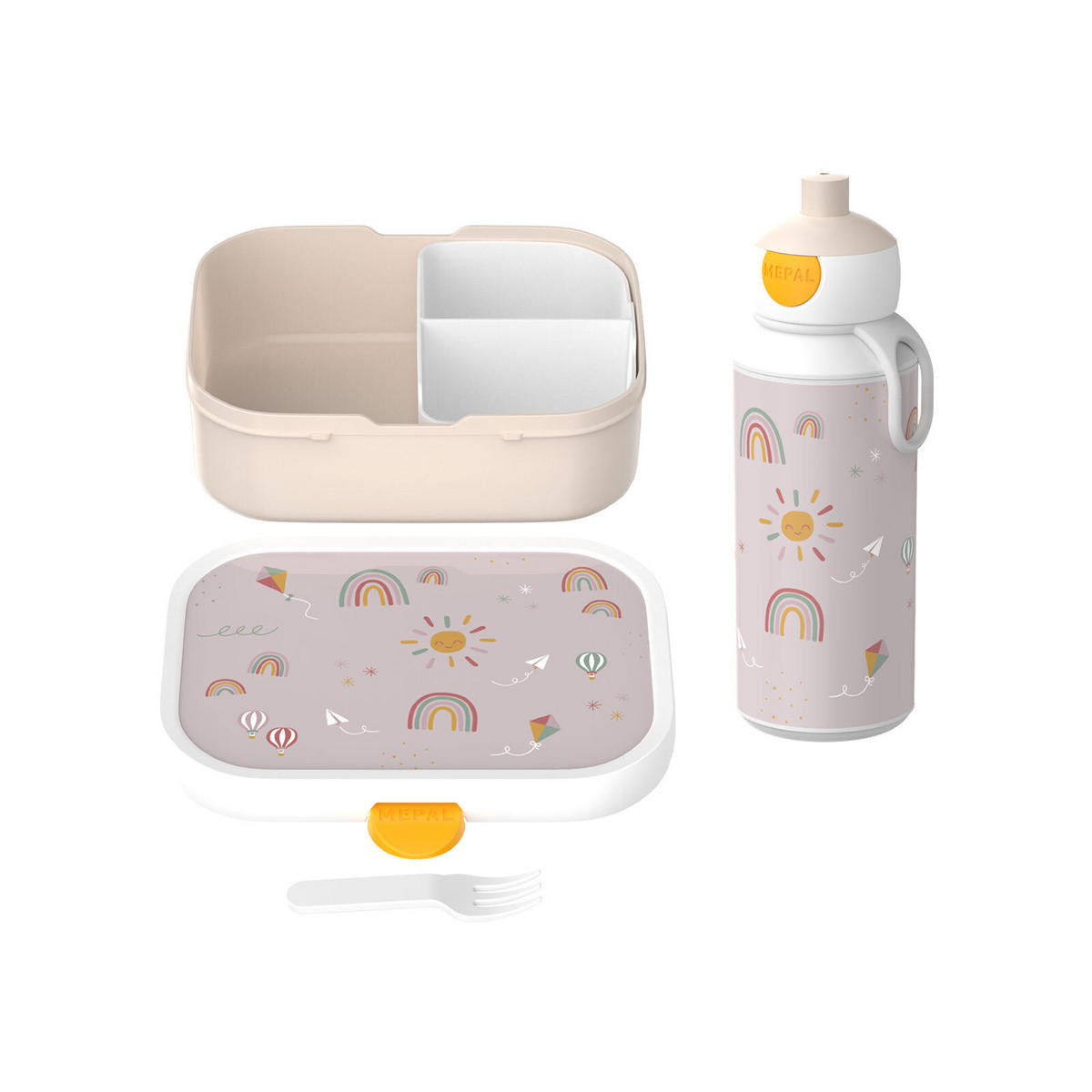 LUNCHSET Campus Sunshine & Rainbow 2er Set - Beige, Kunststoff (7.5/18.8/20.5cm) - Mepal