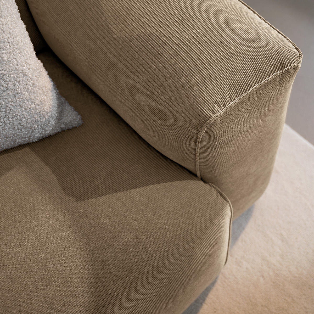 ECKSOFA mit XL-Longchair - Taupe/Schwarz, Kunststoff/Textil (260/171cm) - home24