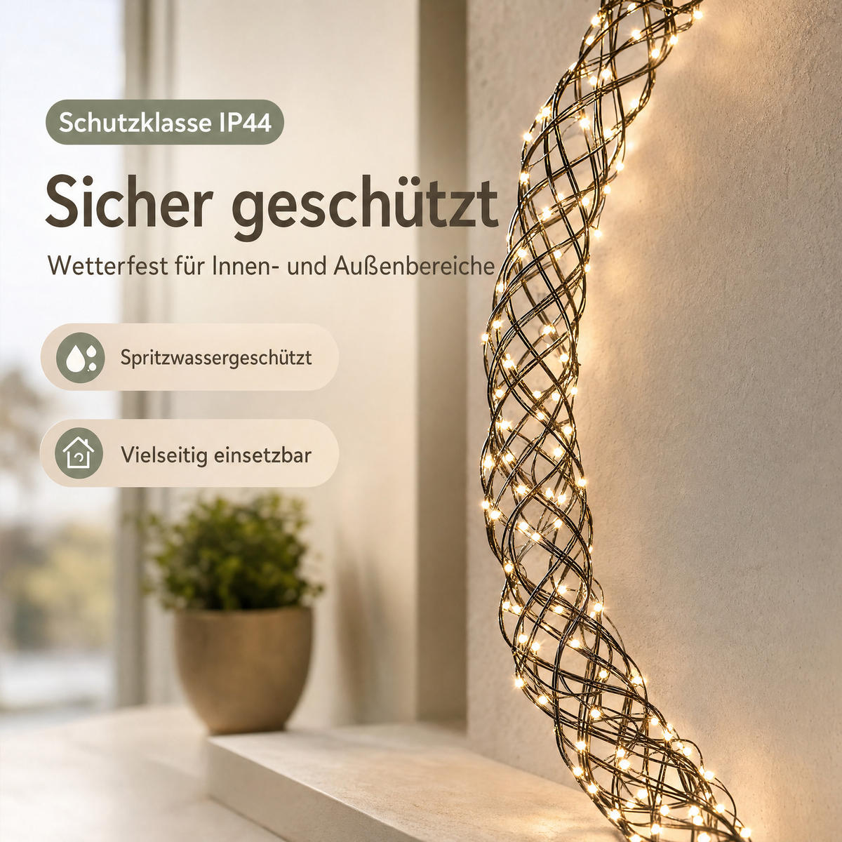 XXL-LED-LICHTKRANZ - 1000 Micro LEDs warmweiß mit Timerfunktion und IP44 für Innen- und Außenbereich, 50 cm - Schwarz, Metall (50/5/50cm) - Northpoint