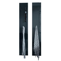 GARDEROBENPANEEL Roma M140, Moderne Wandgarderobe mit 6 Kleiderhaken, Made in Germany, Wandpaneel für Flur, Schwarz Hochglanz (24 x 140 x 2 cm) - Schwarz Hochglanz, Holzwerkstoff (24/140/2cm) - InnoFurn