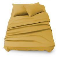 BETTLAKEN 3er Set - Spannbettlaken 180x200x30cm 2X Kissenbezug 50x80cm - Spicy Mustard - Gelb - Gelb, Textil (180/200cm)