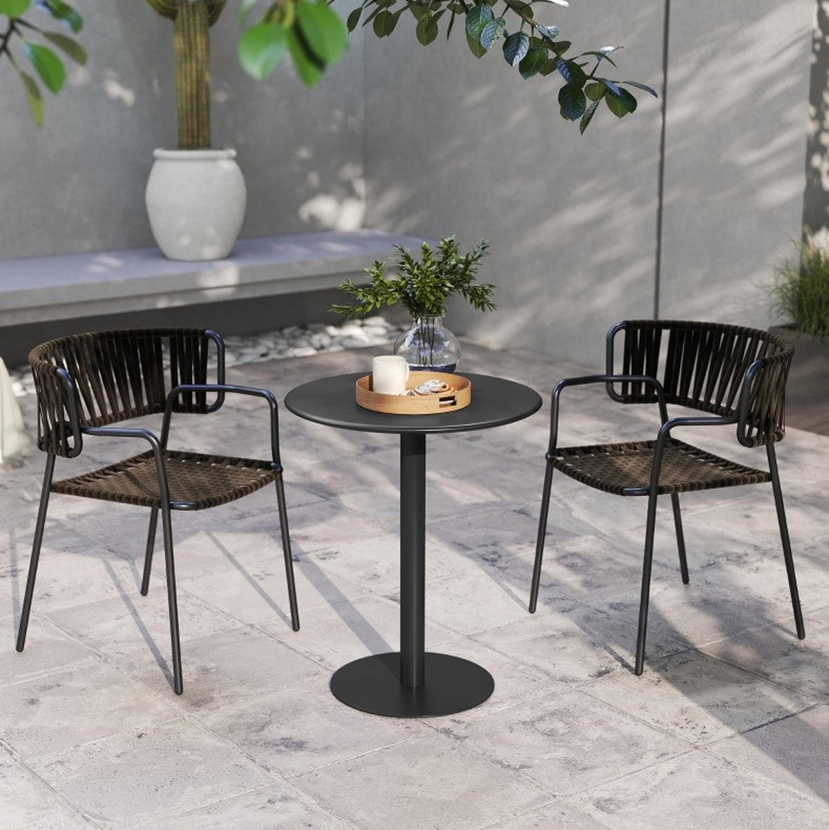 BLAGOVAONSKI stol 60/60/72 cm crni od čelika za 2 osobe - crna, metal (60/60/72cm) - OKWISH
