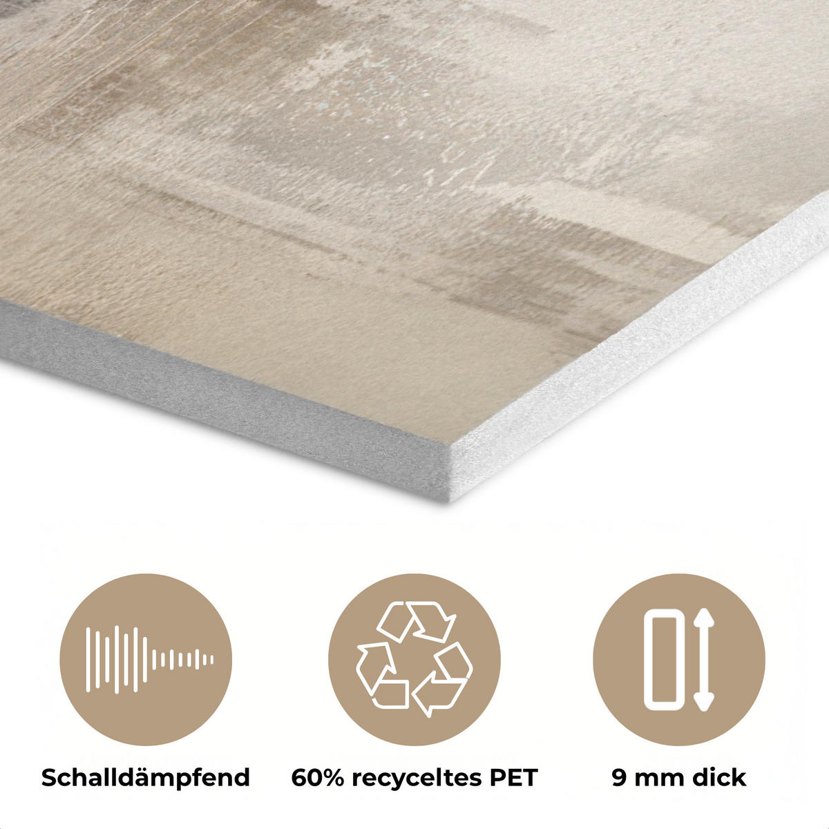 AKUSTIKPANEEL Moderne Kunst - Abstrakt - Beige 100x70 cm - Beige, Textil (100/0.9/70cm) - MuchoWow