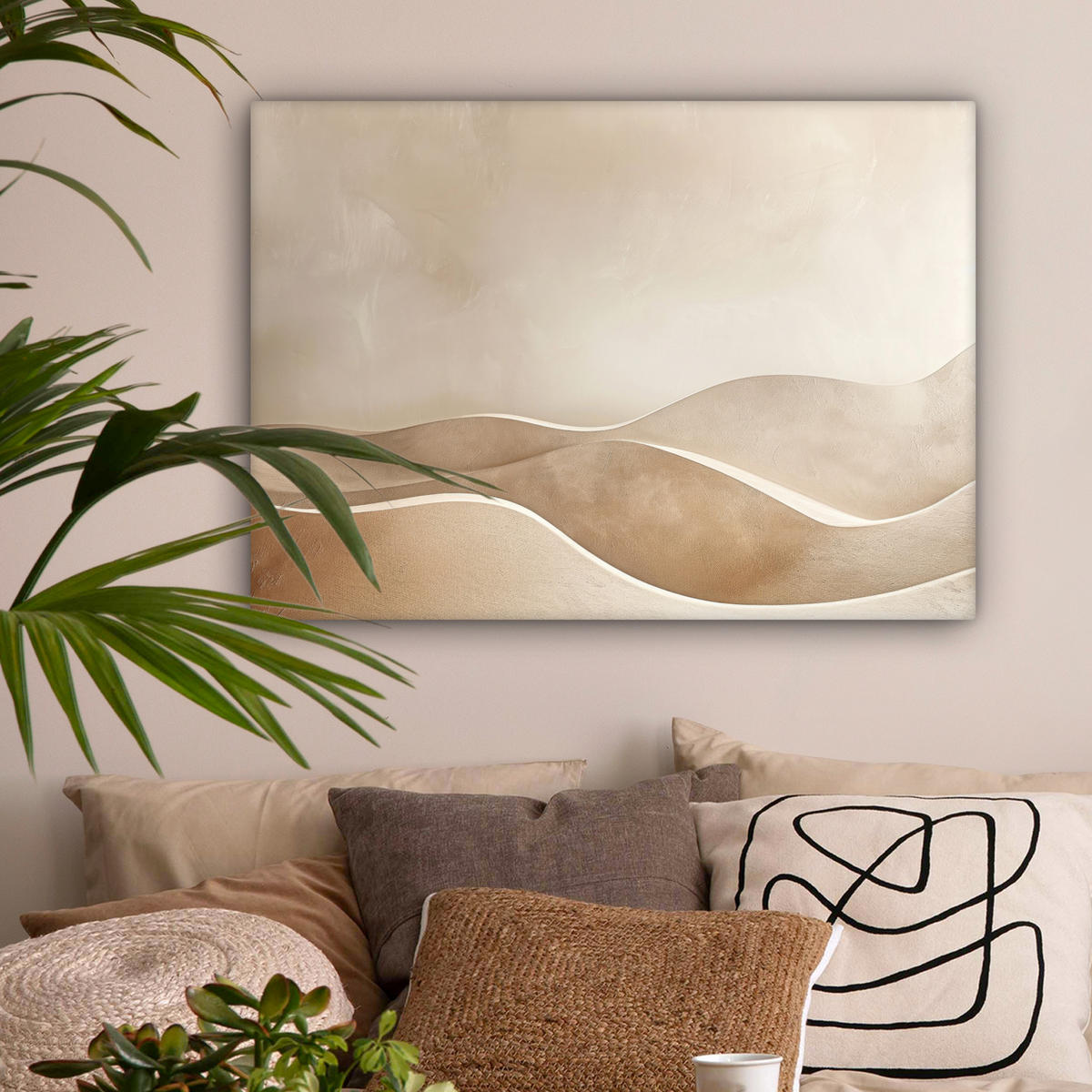 LEINWANDBILD Beige - Natur - Abstrakt - Modern Wandbilder 80x60 cm - Beige, Textil (80/60cm) - MuchoWow