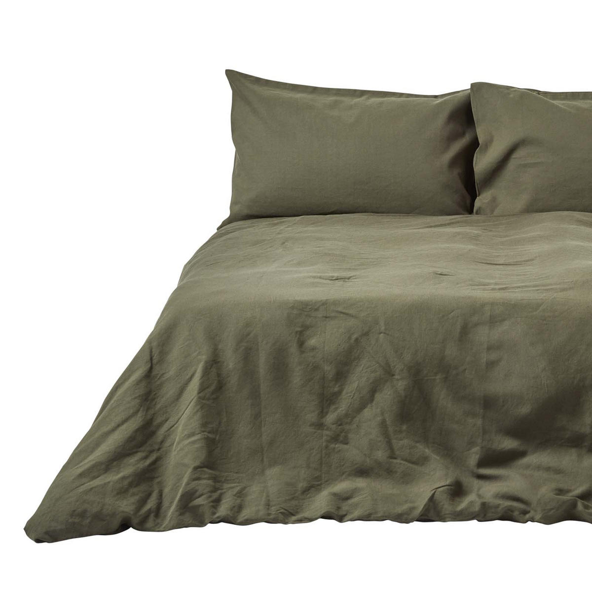 BETTWÄSCHE Leinen - Olivgrün, Textil (260/220cm) - Homescapes