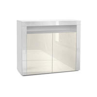 KOMMODE Valencia Creme Hochglanz / Weiß Hochglanz - Creme, Holzwerkstoff (108/92/40cm) - Vladon