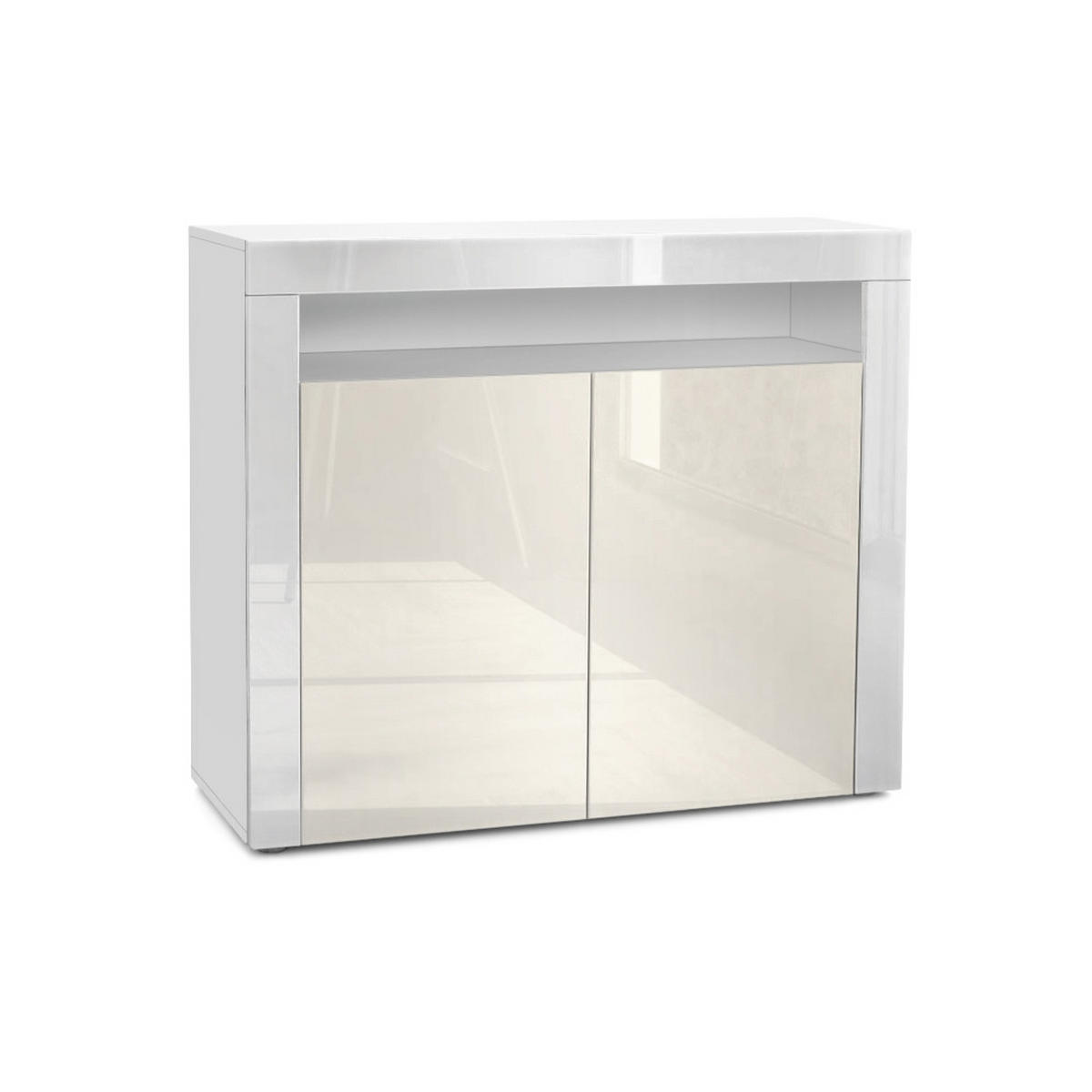 KOMMODE Valencia Creme Hochglanz / Weiß Hochglanz - Creme, Holzwerkstoff (108/92/40cm) - Vladon