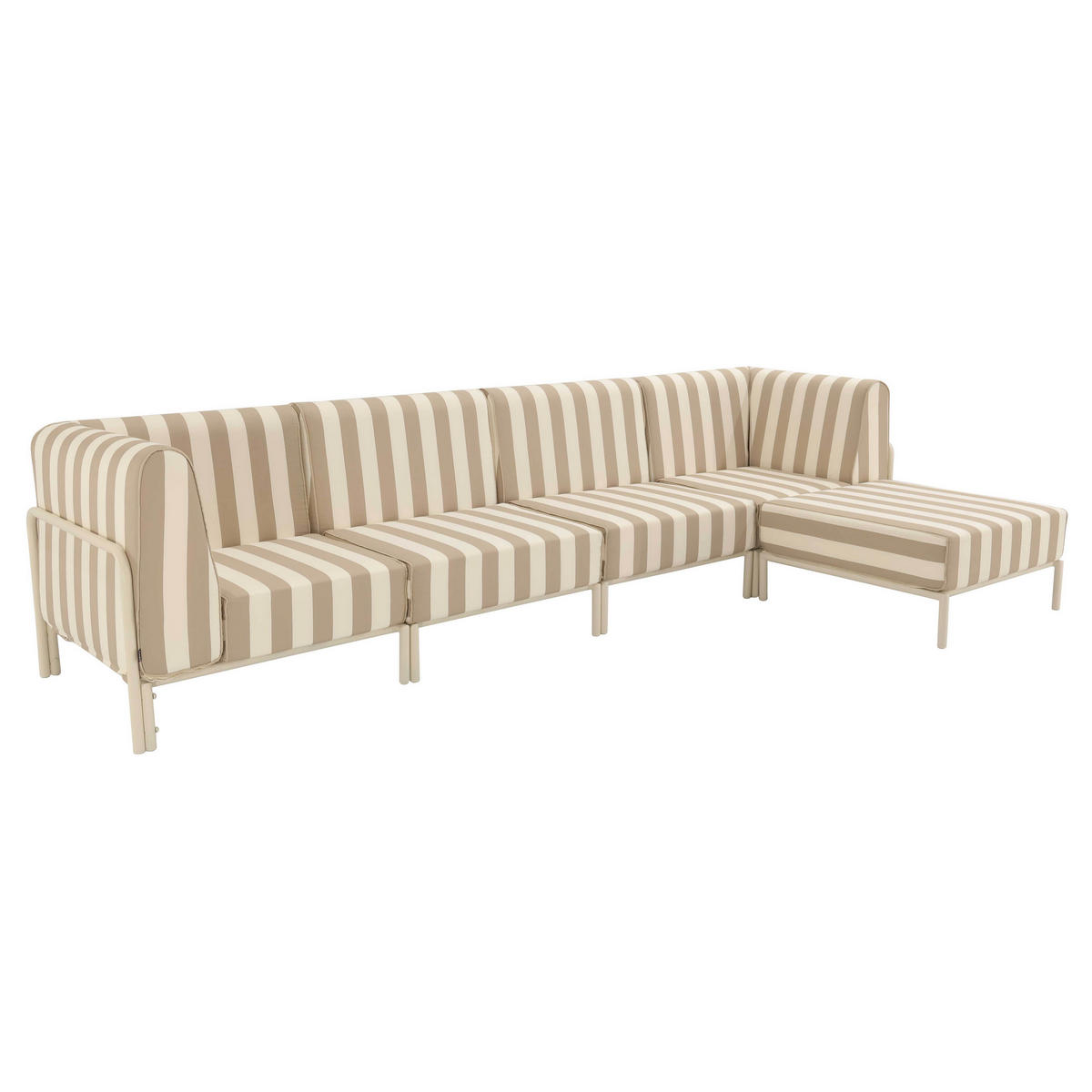 GARTENSOFA mit 5 Sitzplätzen, Beige - Beige, Metall - Oviala