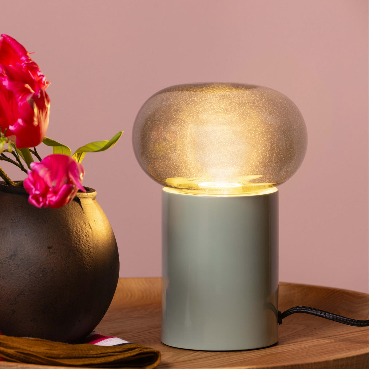 TISCHLEUCHTE Knut 99002/74 - Grün, Metall (15/15/21.9cm) - Brilliant