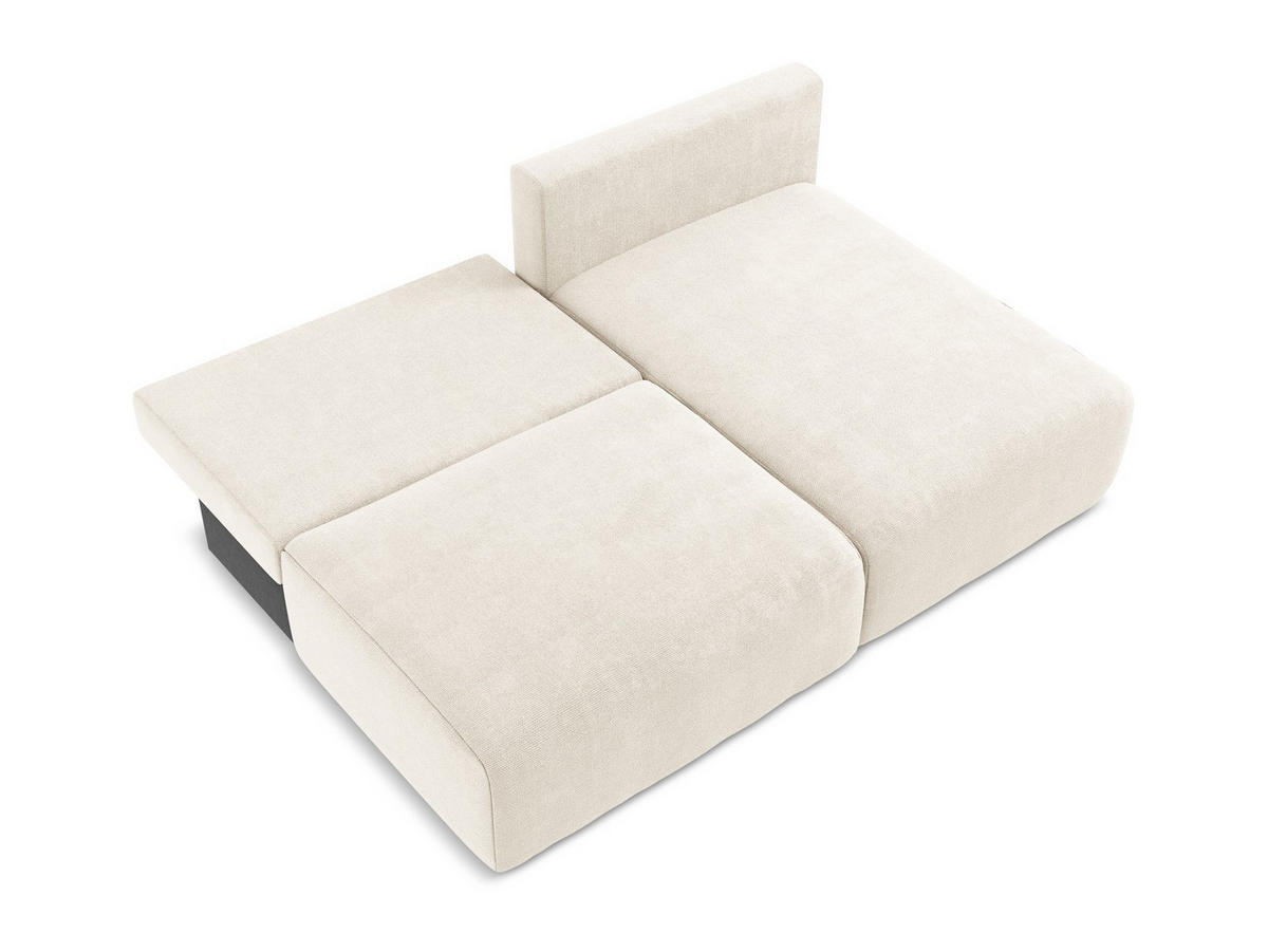 ECKSOFA mit Schlaffunktion rechts Chenille Stoff Beige - Beige/Creme, Kunststoff/Textil (210/149cm) - Makamii