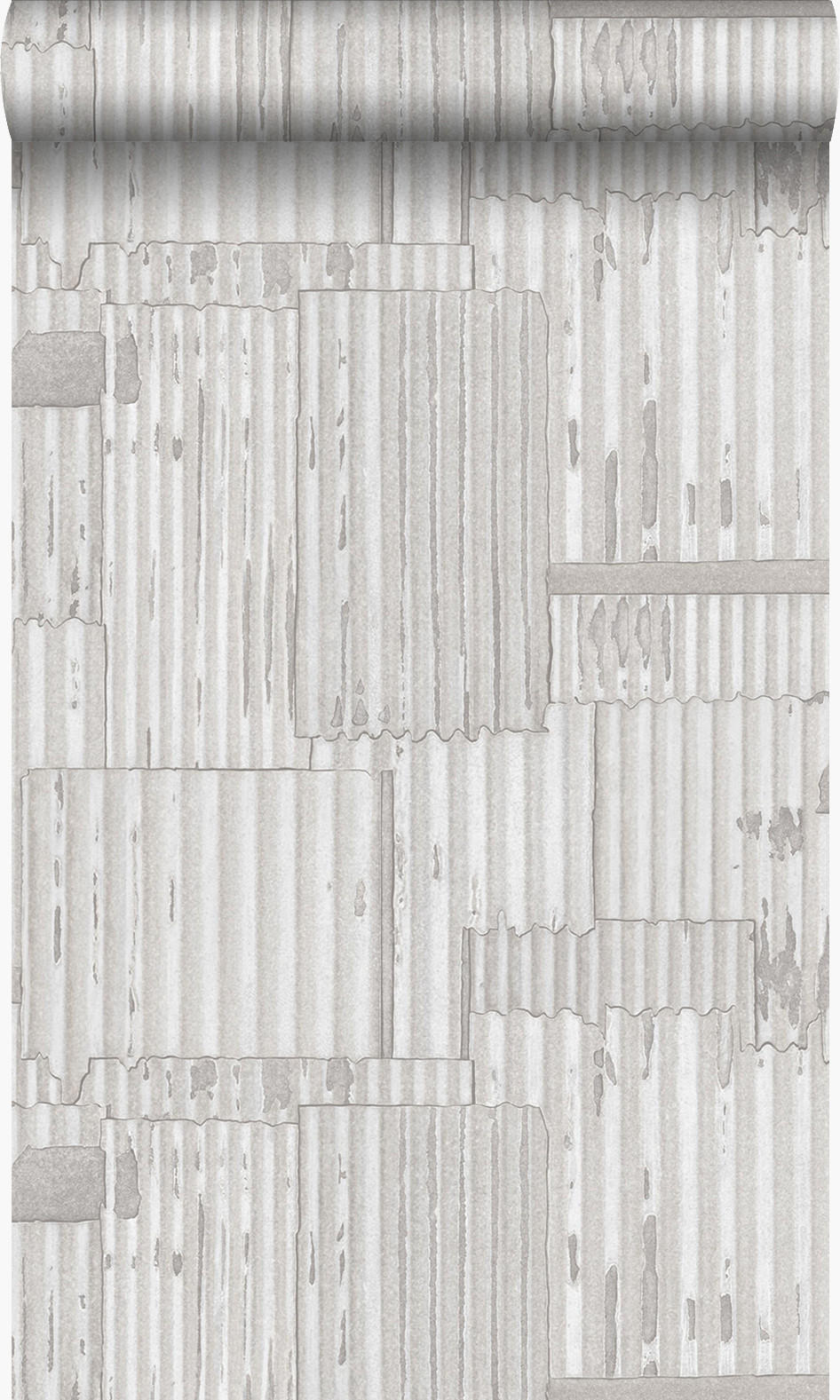 TAPETE industrielle Wellplatten aus Metall 3D 53 cm x 10.05 m - Weiß, Papier (53/1000cm) - Origin Wallcoverings