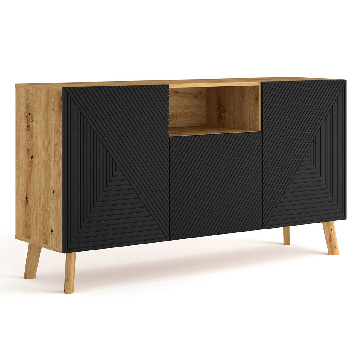 KOMODA Nexa Drvo i crno - crna, drvni materijal (146/80/42cm) - Petits-meubles