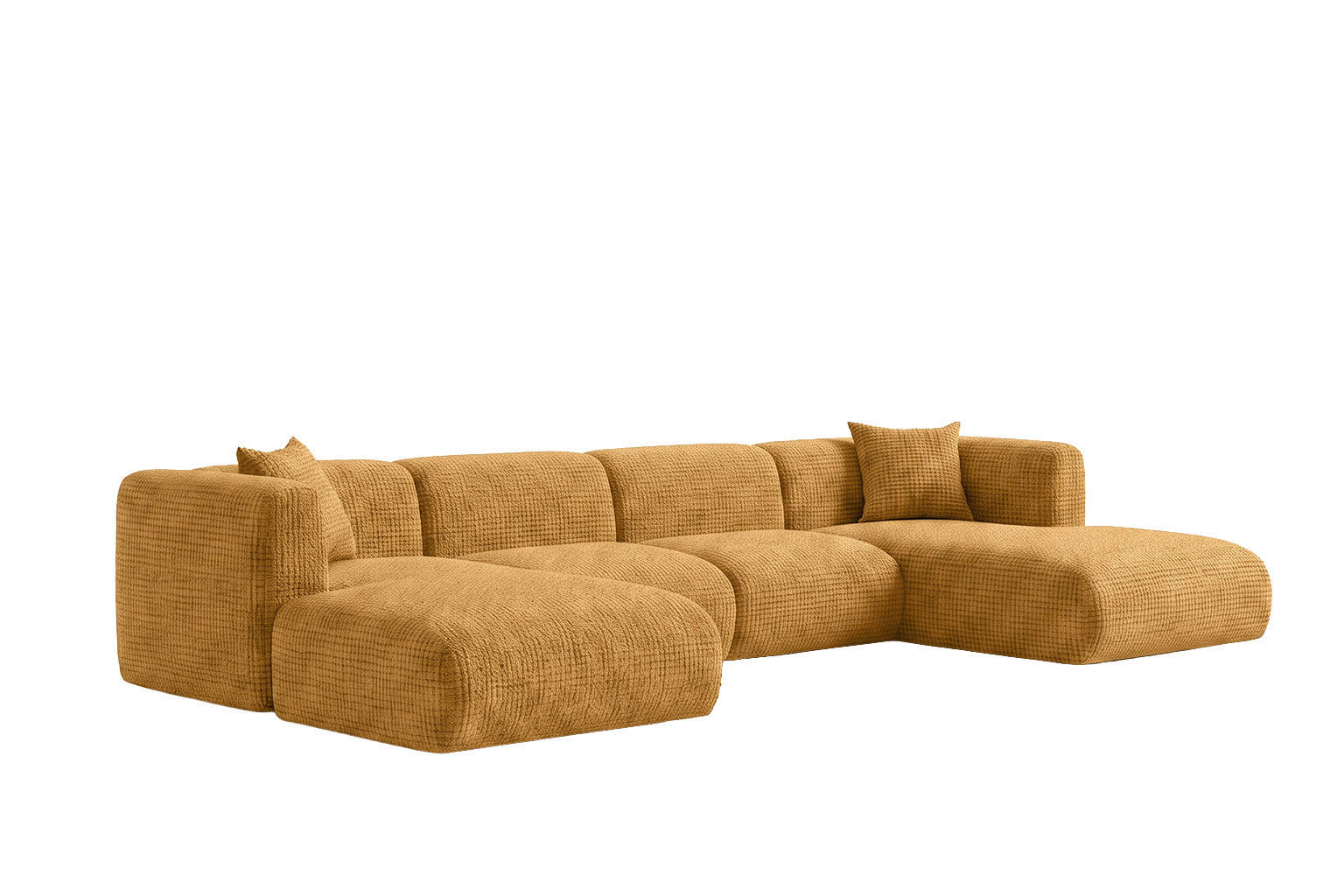 ECKSOFA U-Form, Chenille-Stoff Cremona, Golden, GRETA - Goldfarben, Holz (408/70/179cm) - Kaiser Möbel