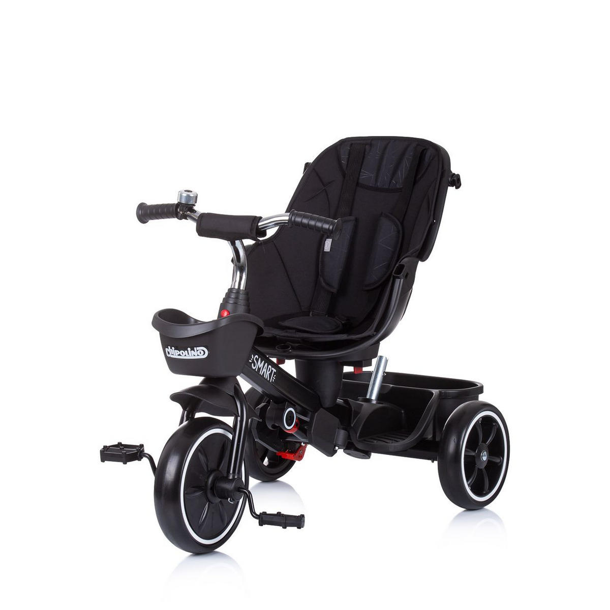 DREIRAD Smart 4 in 1 dunkelgrau Schiebestange Sitz drehbar, Flaschenhalter - Grau, Metall (90/50/93cm) - Chipolino