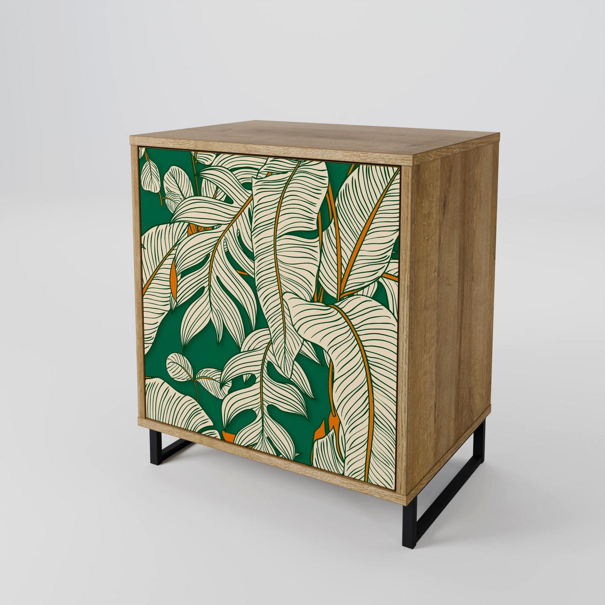 SIDEBOARD VERDANT PLEASURES, Eichefarben, 57,5x42x77,5 cm, Schräge Buchenholzfüße - Eichefarben/Buchefarben, Holzwerkstoff/Buchenholz (57.5/77.5/42cm) - SpaceRebels
