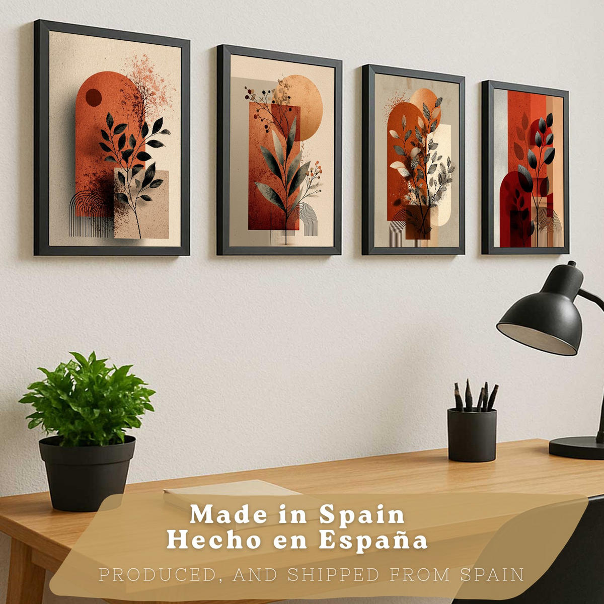 PLAKAT Sada 4 Abstraktní Reds A3 bez rámu - čirá, papír (29.7/1/42cm) - Nacnic