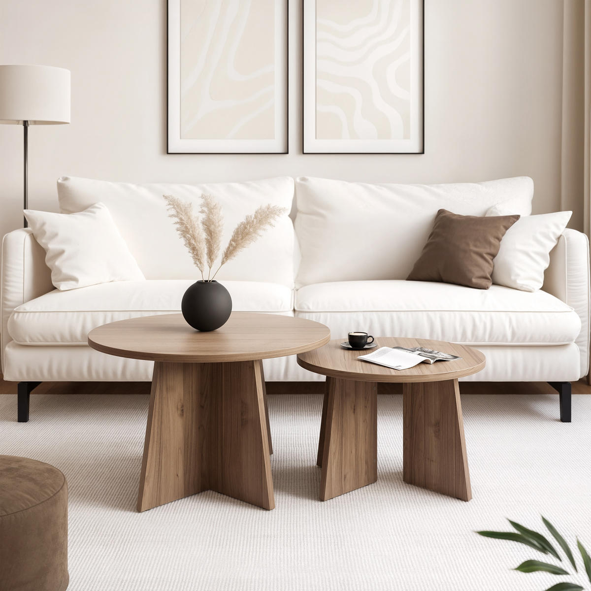 BELLAGIO sada konferenčních stolků, ořech Royal - ořechová, kompozitní dřevo (75/75/47cm) - Idohome