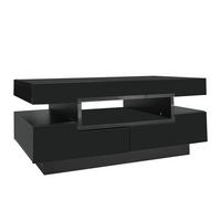 COUCHTISCH Hochglanz LED 4 Schubladen - Schwarz, Holzwerkstoff (50/80/36cm) - LEBENLANG