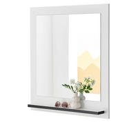 WANDSPIEGEL weiß 79 x 89 cm, Garderobenspiegel mit Ablage - Weiß Hochglanz, Glas/Holzwerkstoff (79/89/10cm) - Furn.Design