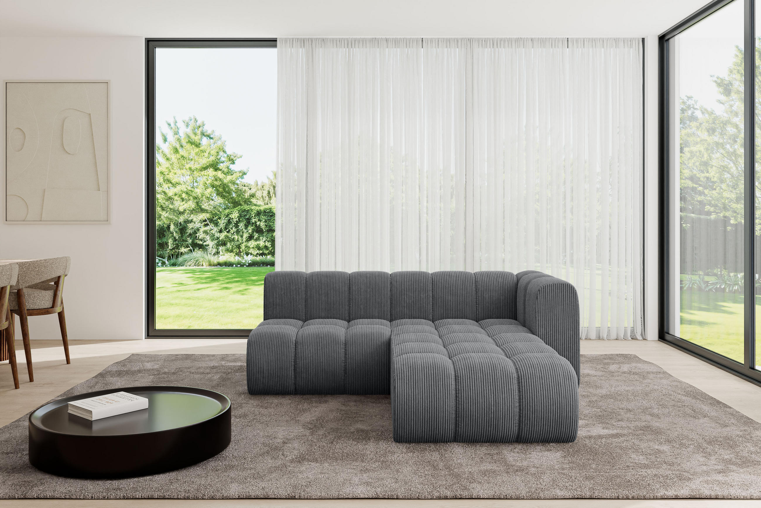 ECKSOFA modulares Sofa Darnel-L1 - 205x177x70 cm Dunkelgrau - Dunkelgrau, Holzwerkstoff/Textil (205/177cm) - ALTDECOR