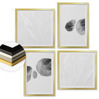 WANDBILDER 4er Set - 50x50 cm & 40x60 cm Goldrahmen - Abstrakte Kunst, Farbspritzer - Goldfarben, Kunststoff (50/50cm) - ArtPrintCave