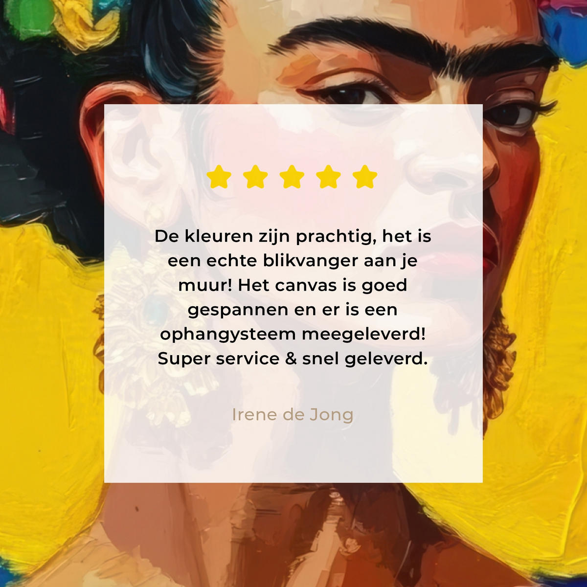 LEINWANDBILD Frida Kahlo - Frau - Gelb - Blau - Blumen Deko Groß 90x90 cm - Gelb, Textil (90/90cm) - MuchoWow