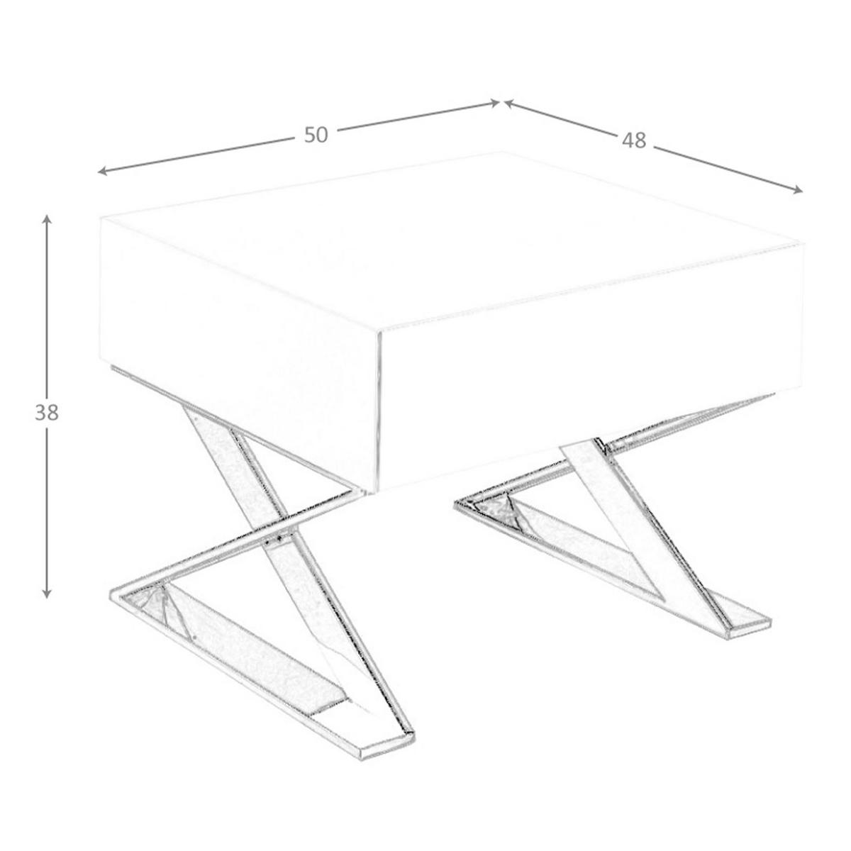 NACHTSCHRANK Nachttisch aus weißem Holz und verchromtem Stahl 50/48/38 cm - Edelstahlfarben/Weiß, Holz/Metall (50/38/48cm) - ANGEL CERDA