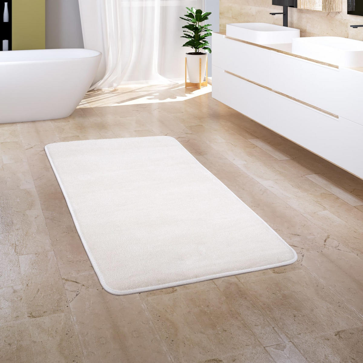 BADEMATTE 50/80 cm Corby 255 - Creme, Kunststoff (50/80cm) - Paco Home