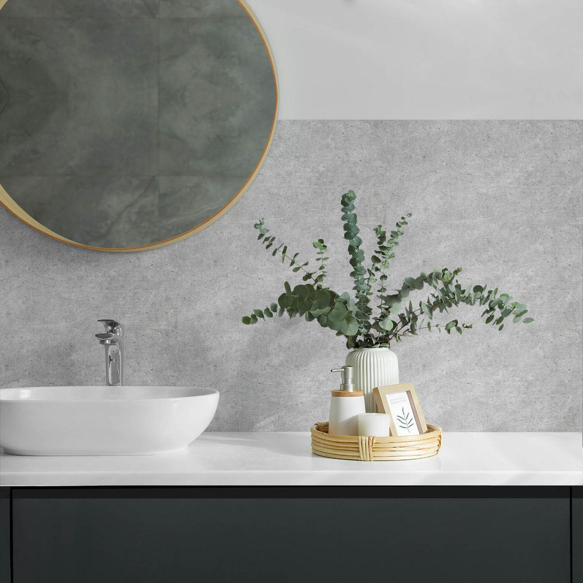 WANDPANEEL 10x 40x20 cm selbstklebend Cemento - Graphitfarben, Kunststoff (20/1.6/40cm) - Wallfluent