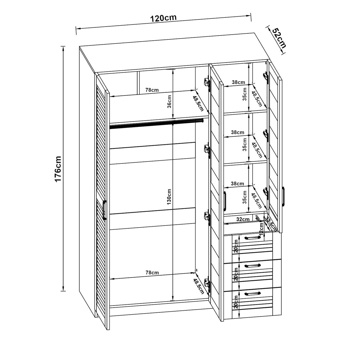 KLEIDERSCHRANK Finning - Walnussfarben, Holzwerkstoff (120/176/52cm) - [en.casa]
