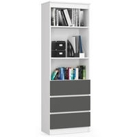 MEHRZWECKSCHRANK Weiß, Grau 60x180x35 cm - Weiß/Grau, Holzwerkstoff (60/180/35cm) - Akord