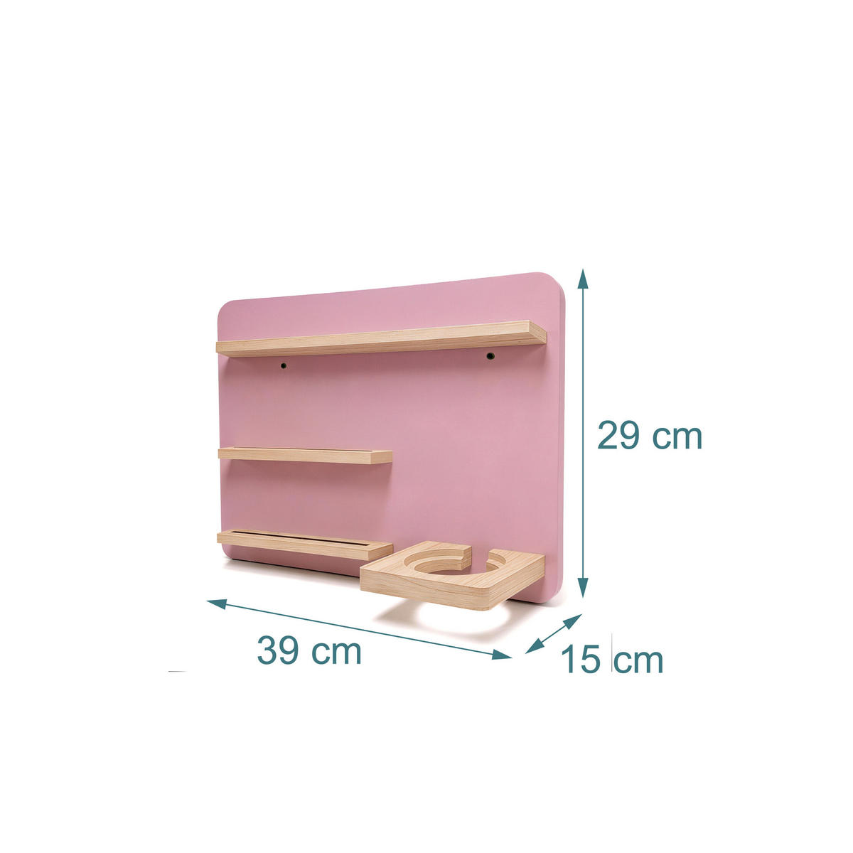 WANDBOARD Rosa für 27 Figuren - Rosa, Holz/Holzwerkstoff (39/29/15cm) - Relaxdays