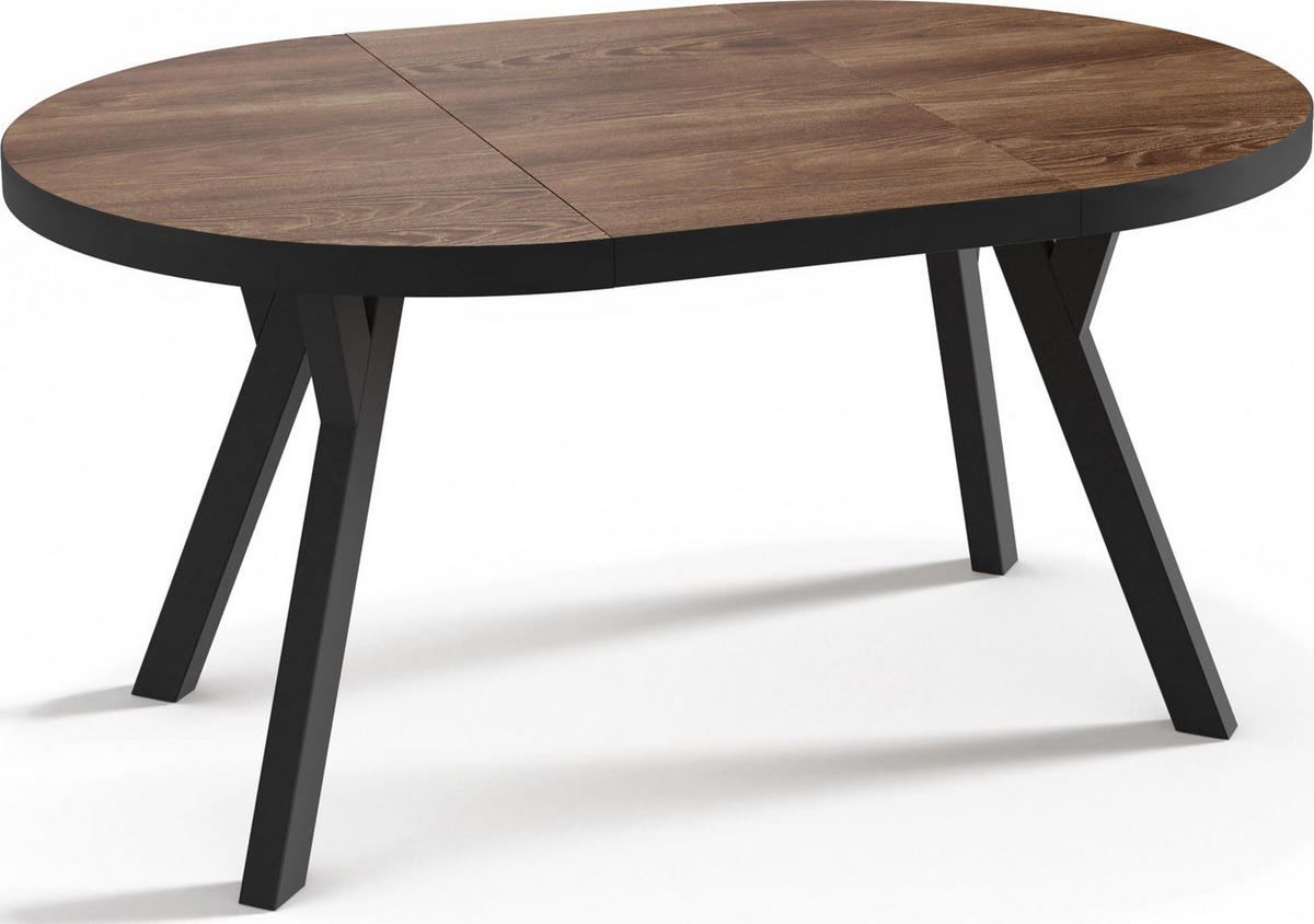 ESSTISCH Twixy runder ausziehbarer, Arvadonna Chestnut 100-150/100/76 cm - Kastanienfarben/Schwarz, Holz/Holzwerkstoff (100/100/76cm) - WFL GROUP