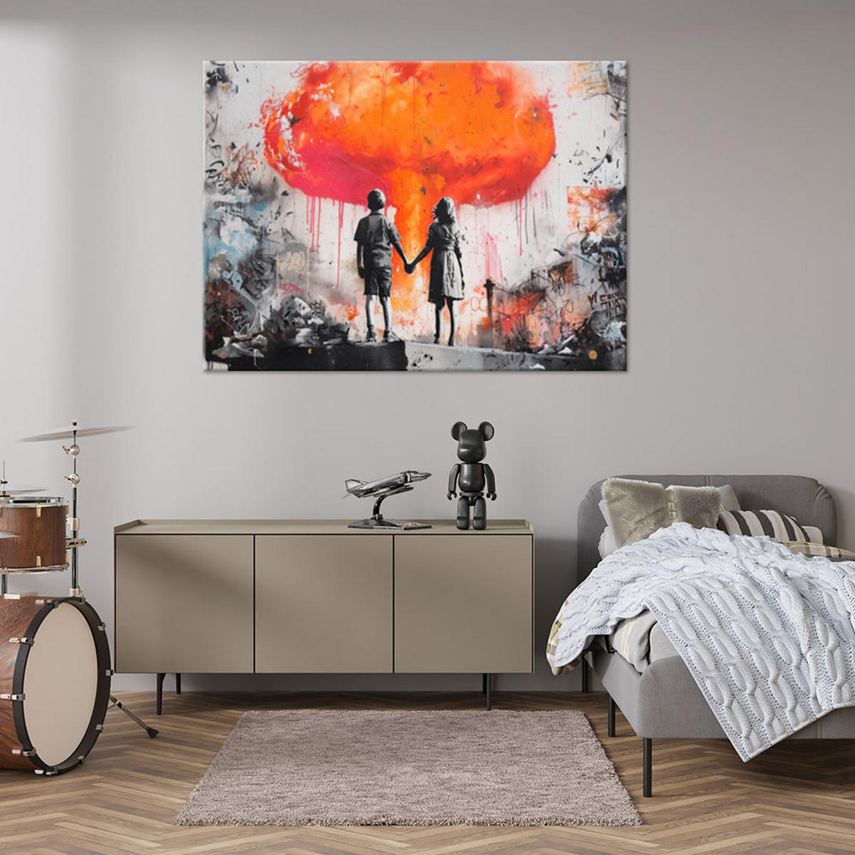 LEINWANDBILD Menschen & Charaktere 100x70cm - Orange, Textil (100/70cm) - Feeby